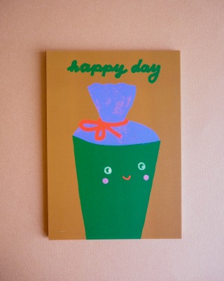 Postkarte Happy Day Framboise und Ketchunp - Happy Day Braun