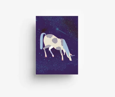 Postkarte Night Unicorn Jungwiealt - Einhorn