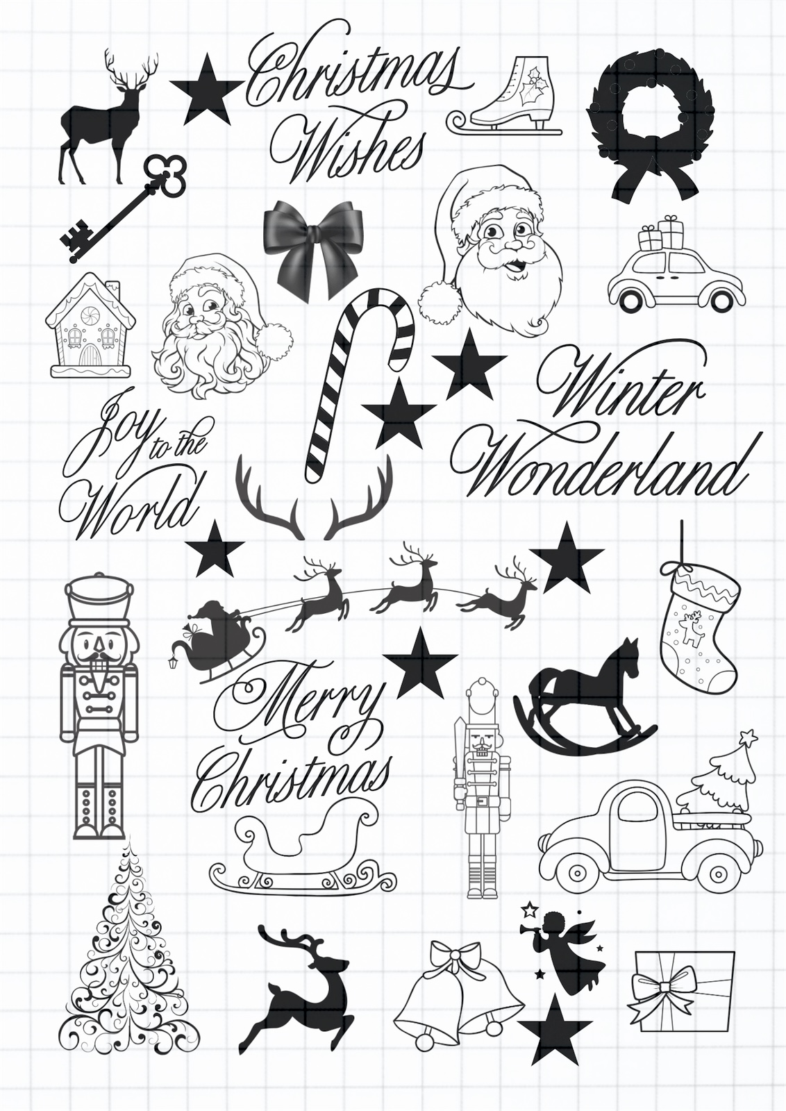 PDF Vorlage für Stumpenkerzen Christmas Wishes Kerzentattoo für Wasserschiebefolie DIY