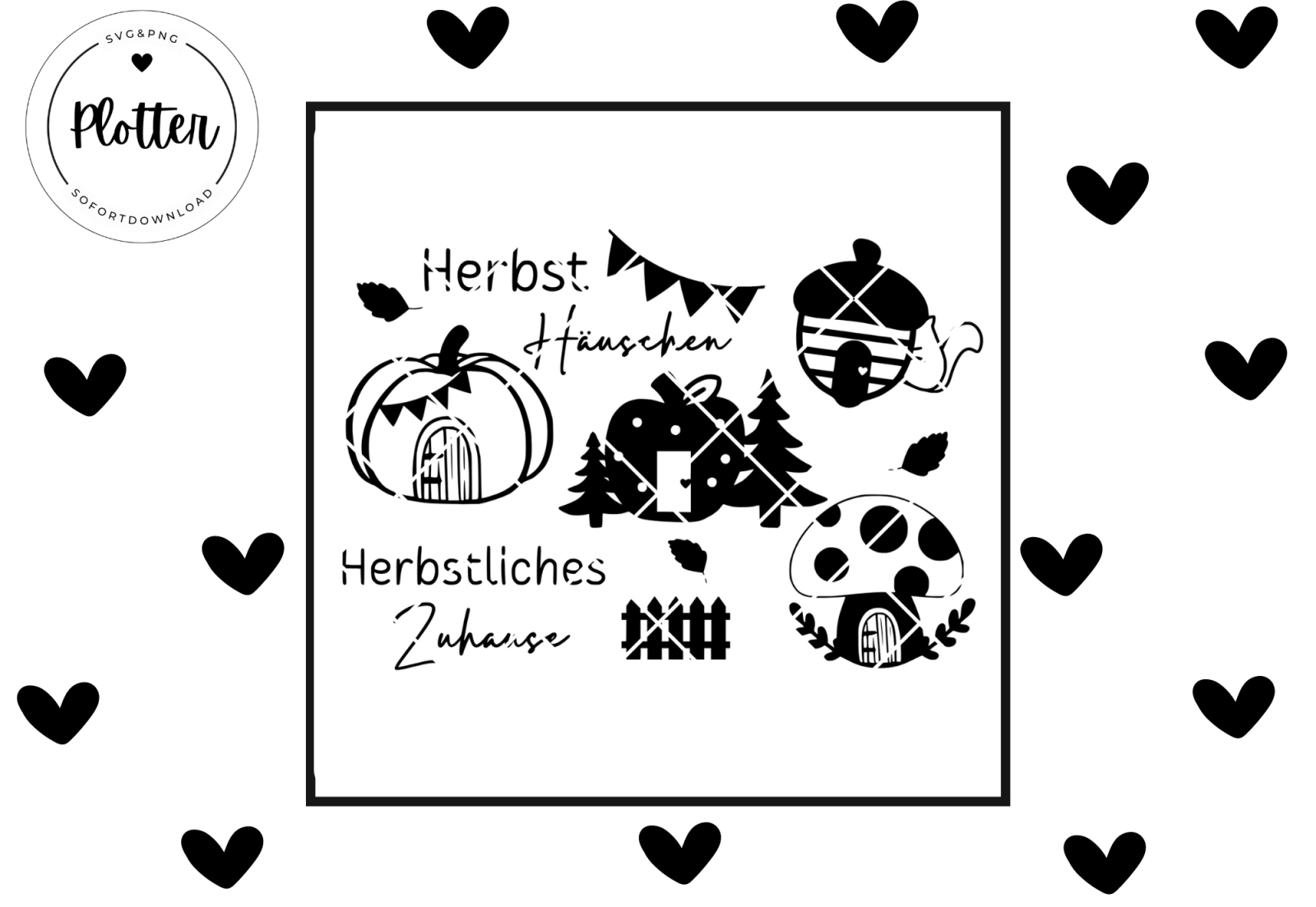 Plotterdatei Herbst Häuschen SVG und PNG