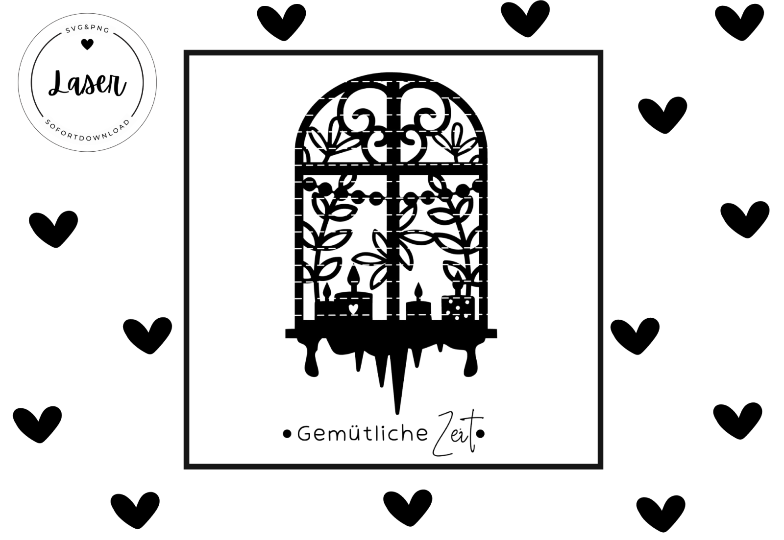 Lasercut Fenster Winter SVG