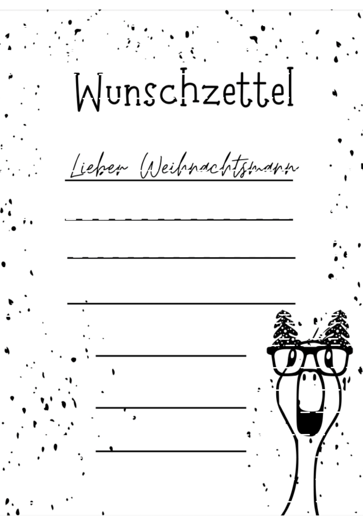 PDF Vorlage Wunschzettel Weihnachten Sofortdownload Weihnachtsdesign 2