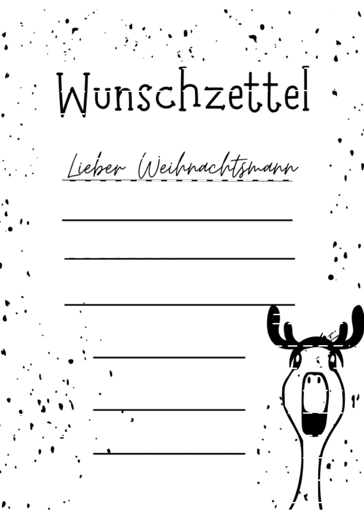 PDF Vorlage Wunschzettel Weihnachtsmann Sofortdownload Weihnachtsdesign 2