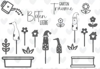 Plotterdatei Garten GartenträumeFlorales Design Blumen Gartenstecker SVG und PNG 3