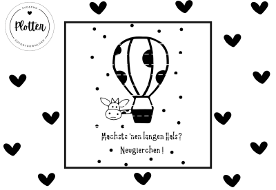 Plotterdatei Giraffe Neugierchen Giraffe im Heißluftballon Design SVG und PNG - Digitaler Download