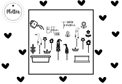 Plotterdatei Garten GartenträumeFlorales Design Blumen Gartenstecker SVG und PNG - Digitaler Downlo