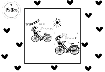 Plotterdatei Endlich Sommer mit sommerlichem Fahrrad Design SVG und PNG - Digitaler Download