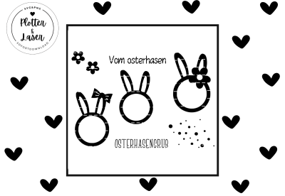 Laserdatei Osterhasen Gruß Oster Design Plotterdatei SVG und PNG - Digitaler Download