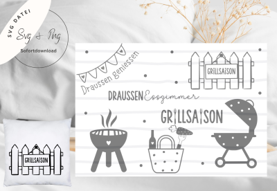 Plotterdatei Grillen GrillsaisonGrill Design SVG und PNG - Digitaler Download