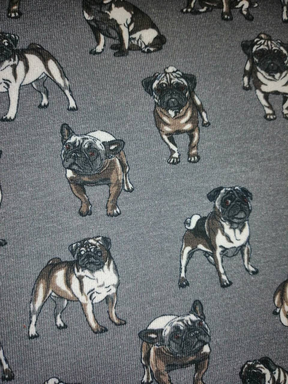 Baumwolljersey, Mops, Bulldogge Meterware