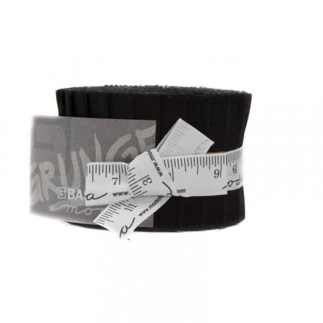 Moda Grunge onyx Junior Jelly Roll, 20 Streifen a 6,5cm, fast schwarz