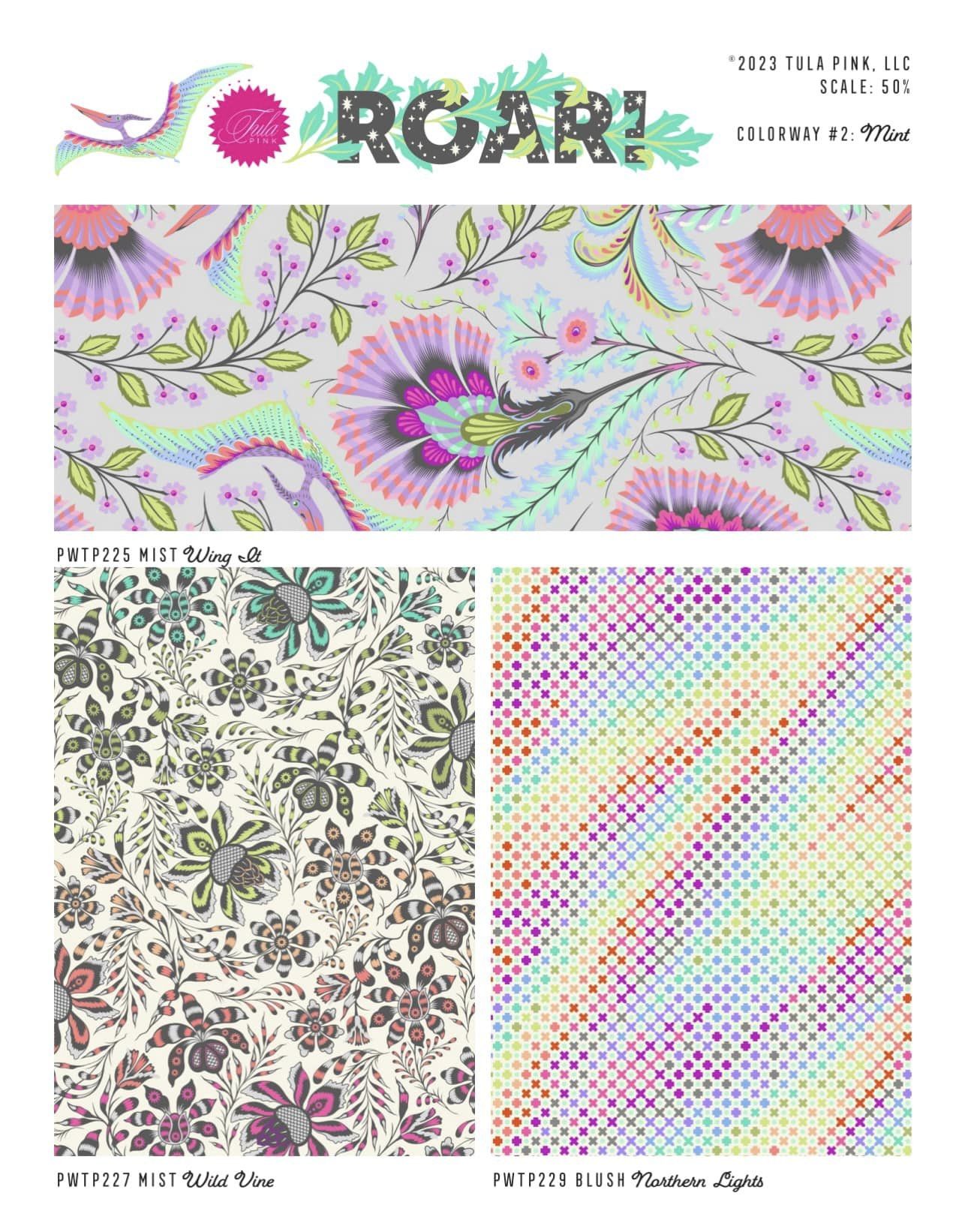 Tree Rex - Mist || ROAR Tula Pink , lila pink lime 8