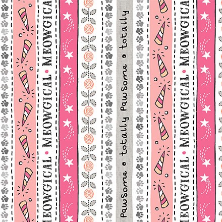 0,25m BW Michael Miller Meowgical Playful Stripes , weiß pink grau