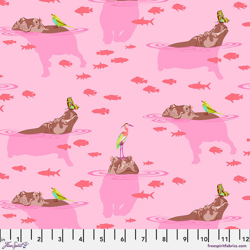 0,5m Everglow by Tula Pink My Hippos dont Lies - nova Nilpferd, rosa grau