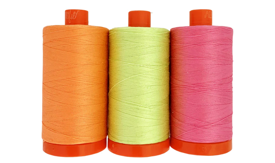 1Set Aurifil Neon Tula Pink Kollektion Limited Edition 3x 1300m Neon Geld-pink-orange