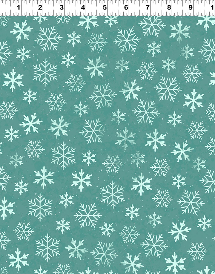 0,25m Baumwolle Enchanted Woodland Verzauberter Wald Schneefloke Snowflakes, petrol weiß 17