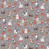 0,25m Baumwolle Yappy Christmas Dogs Hunde Weihnachten, grau bunt 2