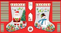 0,25m Baumwolle Santa Express Weihnachten Weihnachtsmann, ecru bunt rot 15