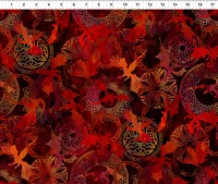 0,25m Baumwolle In The Begining Dragons Drachen red, rot schwarz