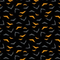 1m Baumwolle Midnight Haunt Halloween Makower Fledermaus, grau schwarz orange 4