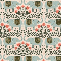 Savanna Floral Disguise - Rain Dance Fabric, ecru hellgrau Koralle 3