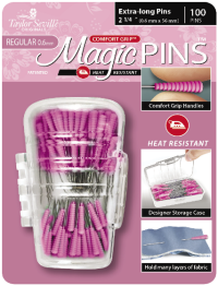 100 Stück Magic Pins Extra Long FINE 100pc Stecknadeln extralang Taylor Seville, pinker Griff