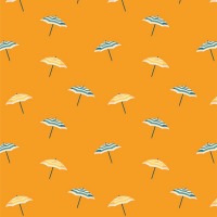 0,25m Baumwolle Sunburst by Art Gallery Summer Beach Retro Muster Kombi, orange weiß 2
