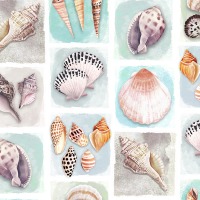 0,25m Baumwolle Seashell Wishes Shells Muscheln mit Name , blau bunt 4