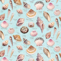 0,25m Baumwolle Seashell Wishes Shell Tiles Muscheln , weiß bunt türkis 6