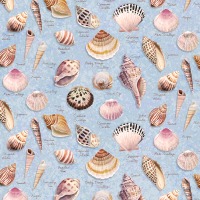 0,25m Baumwolle Seashell Wishes Shell Tiles Muscheln , weiß bunt türkis 8