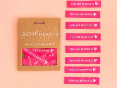 Sarah Heart Label You are Beautiful, pink - Webettiket Label by Sarah Heart