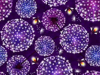 0,25m BW Let Your Light Shine - Starry Dandelion Pusteblume, purple lila - glow in the Dark,