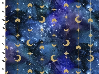 1agical Galaxy by 3 Wishes Mond und Sterne, dunkelblau gold - Metallic &amp; Glitter