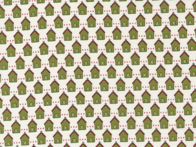 0,25m Baumwolle Red Barn Christmas Weihnachten Haus, ecru grün - Sweetwater by Moda