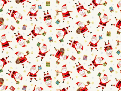 0,25m Baumwolle Santa Express Weihnachten Weihnachtsmann, ecru bunt rot