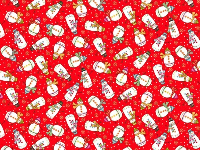 0,25m Baumwolle Santa Express Weihnachten Snowman Schneemann, rot weiß