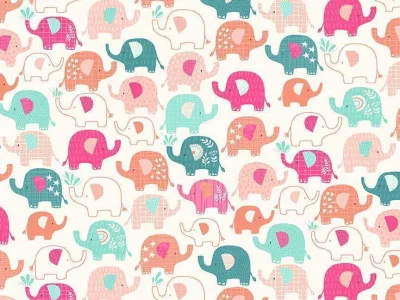 In the Jungle Elephant pink, Elefant, weiß rosa pink - In The Jungle By Makower