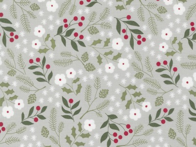 0,25m Christmas Eve by Lella Boutique Silver Zweige Ilex, hellgrau grün - Christmas Eve by Lella