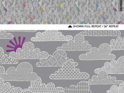 1m Baumwolle 108 Backing Rückseitenstoff Head In The Clouds Grey - Quiltback by Windham Fabrics