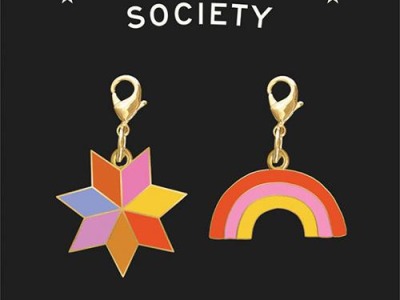 2 Zipper Charms Ruby Star Seciety, EPP Star und Regenbogen, Anhänger für Reißverschluß, gold bun