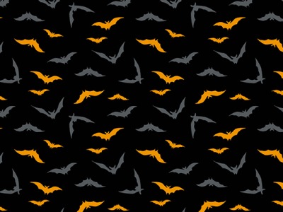 1m Baumwolle Midnight Haunt Halloween Makower kleine Fledermaus, grau schwarz orange