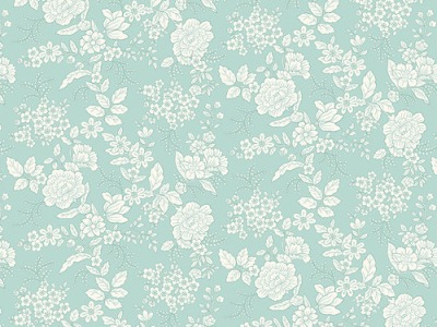 Tranquility by Kim Diehl, Blumen Flower, Baumwolle, aqua weiß - Tranquility by Henry Glass Fabrics