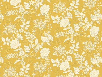 Tranquility by Kim Diehl, Blumen Flower, Baumwolle, gelb weiß - Tranquility by Henry Glass Fabrics