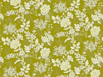 Tranquility by Kim Diehl, Blumen Flower, Baumwolle, olive weiß - Tranquility by Henry Glass Fabrics