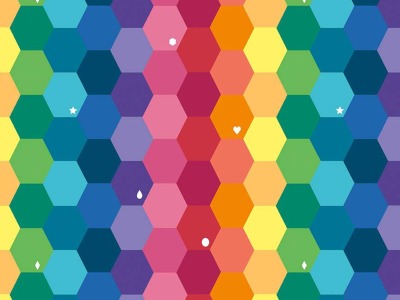 0,25m Baumwolle Imagine by Kristy Lea of Quietplay Riley Blake Main Rainbow Hexagon, bunt - Imagine