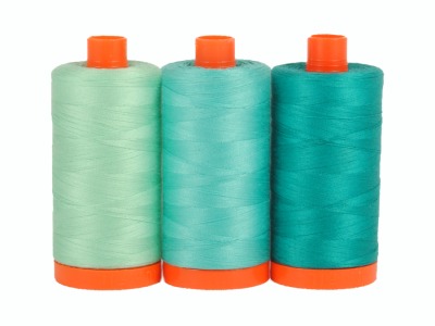 1Set Capri AURIfil Nähgarn MK 50WT 3x 1300m, Capri Teal Mint Türkis Petrol