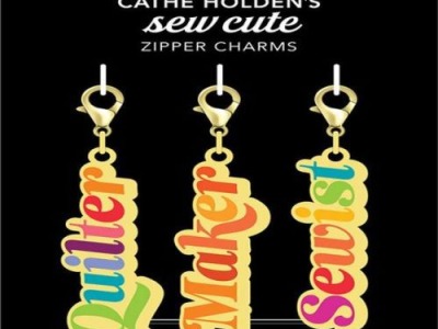 3 Zipper Charms by Cathe Holden, Quilter, Maker und Sewist, Anhänger für Reißverschluß, gold bun