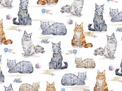0,25m BW Paws Up Feline good Katze Cat, ecru grau braun - weitere Designs der Serie erhältlich