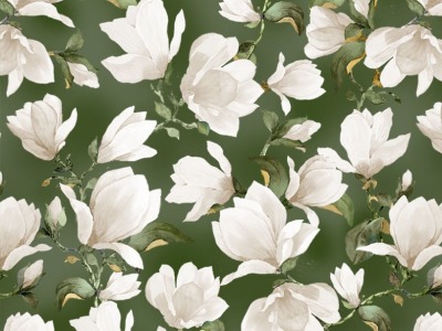 0,25m BW Michael Miller Magnolia, Magnolia Bouquets, dunkel grün