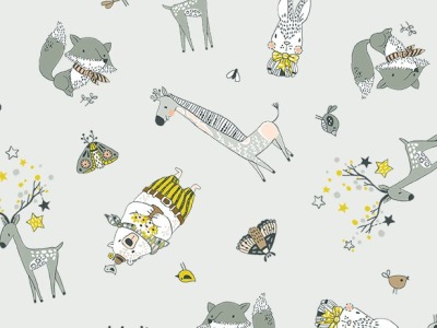 Whimsicals by Lisa Glanz Cute Critters Tiere Bär Hirsch Giraffe Hase, hellgrau - Whimsicals by